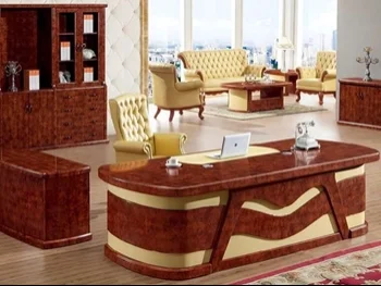 Desks & Computer Desks - Luxury Executive Desk  - Brown  - With Chest of 3 Drawers