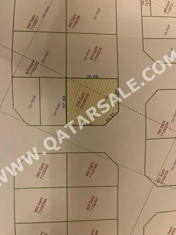 اراضي للبيع في أم صلال  - الخريطيات  -المساحة 778 متر مربع