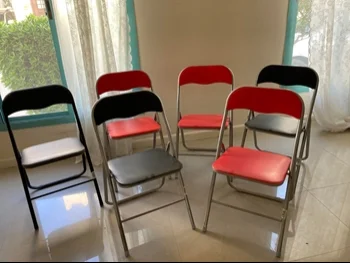 الكراسي والمقاعد - أحمر  - 6 قطع