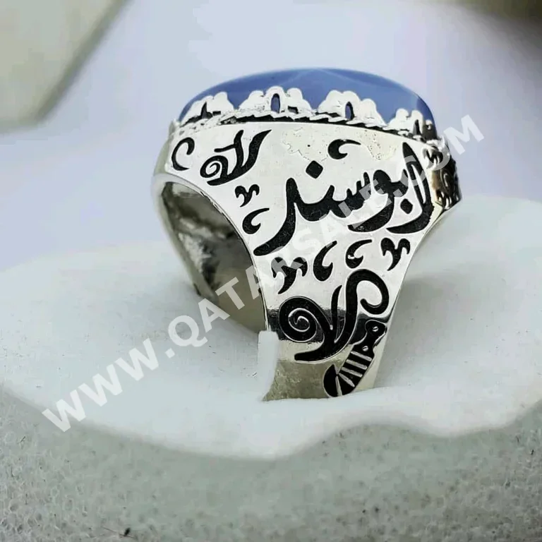 الفضة خاتم  حسب القطعة ( ديزاينرز) \  خاتم  طبيعة  17 غرام  بيضاوي